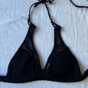Black Crochet Triangle Bikini Top